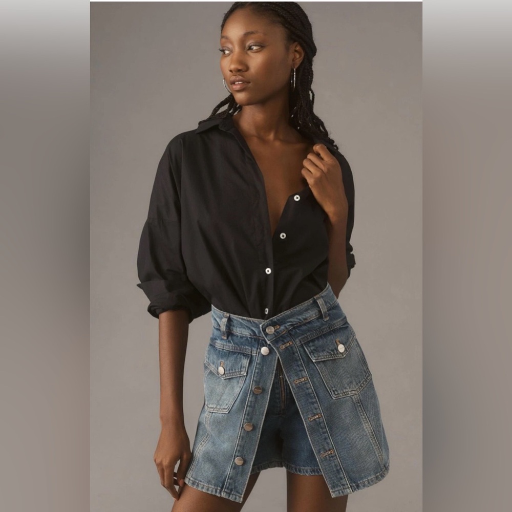 Pilcro Blue Denim Skort with Button Detail